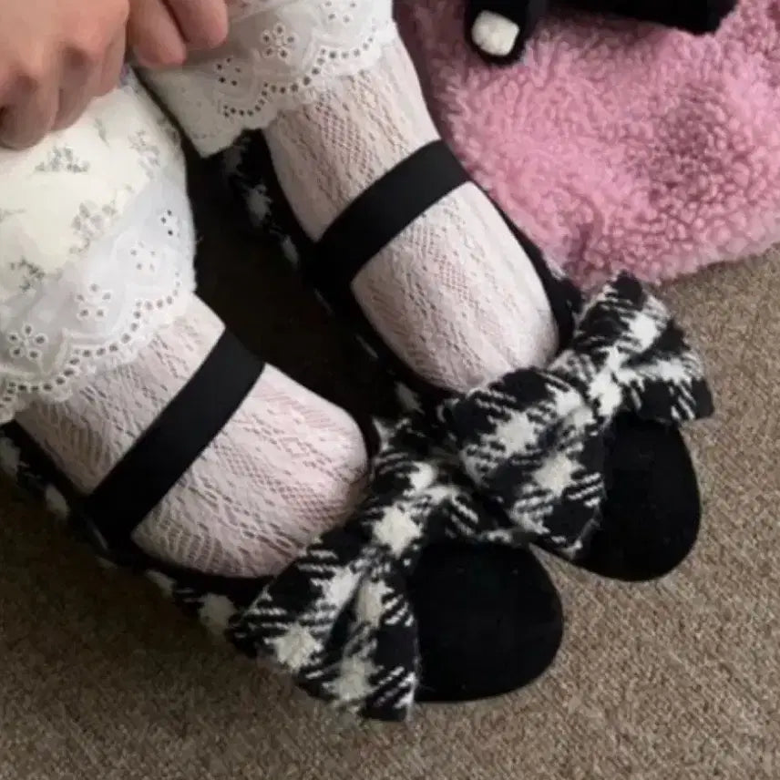 [BUNJANG] Your Lovable Merry Hound Check Ribbon Shoes 250 / 유어러버블 메리 하운드 체크 리본 슈즈 250