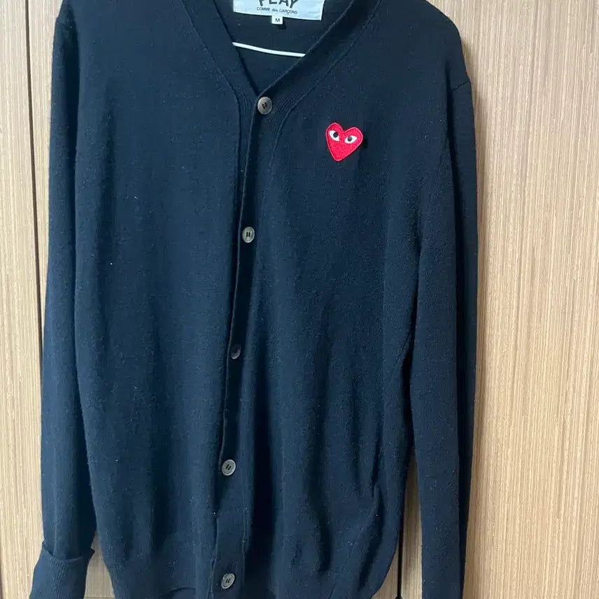 [BUNJANG] Comme des Garçons Play Black Cardigan with Heart Logo / 꼼데가르송 플레이 가디건