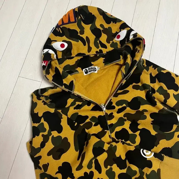 [BUNJANG] BAPE Shark Hoodie Zip-up Yellow M / 베이프 샤크 후드집업 옐로우 m