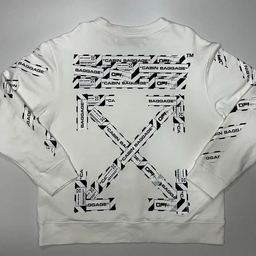 [BUNJANG] Off-White Cabin Baggage Printed Sweatshirt White / 오프화이트 캐빈 수하물 프린팅 맨투맨 화이트