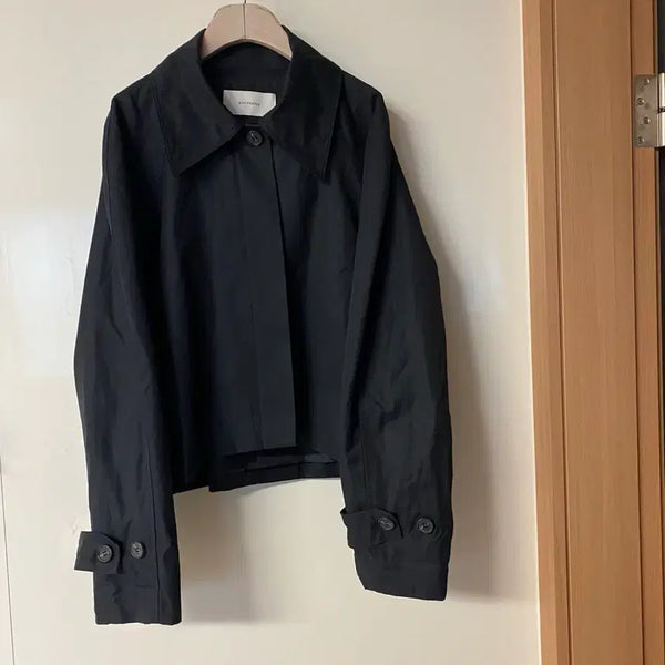 [BUNJANG] STAYPEOPLE 21FW Nylon Cotton Balloon Oversized Short Trench Coat Jumper / 스테이피플 21년 바스락 벌룬 오버핏 숏 트렌치 코트 점퍼 자켓나일론코튼