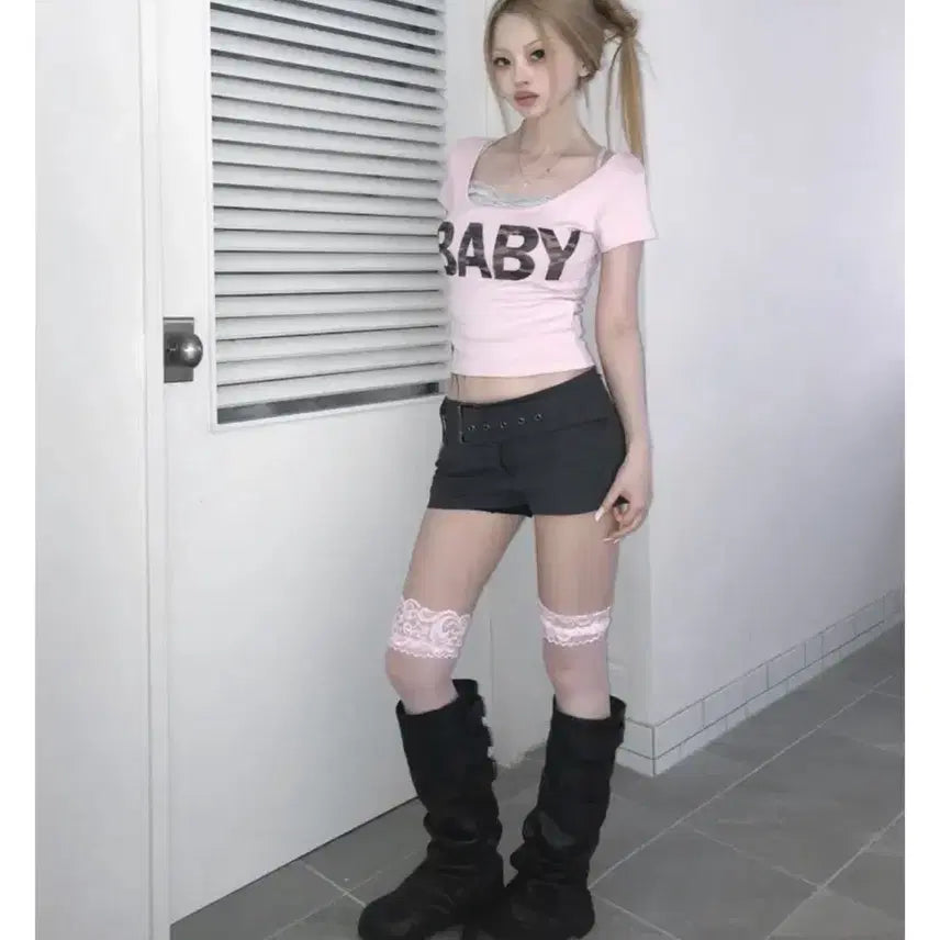 [BUNJANG] Lace Stockings Pink (Unsealed New Item) / 레이스 스타킹 핑크 (미개봉 새상품)