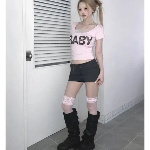 [BUNJANG] Lace Stockings Pink (Unsealed New Item) / 레이스 스타킹 핑크 (미개봉 새상품)