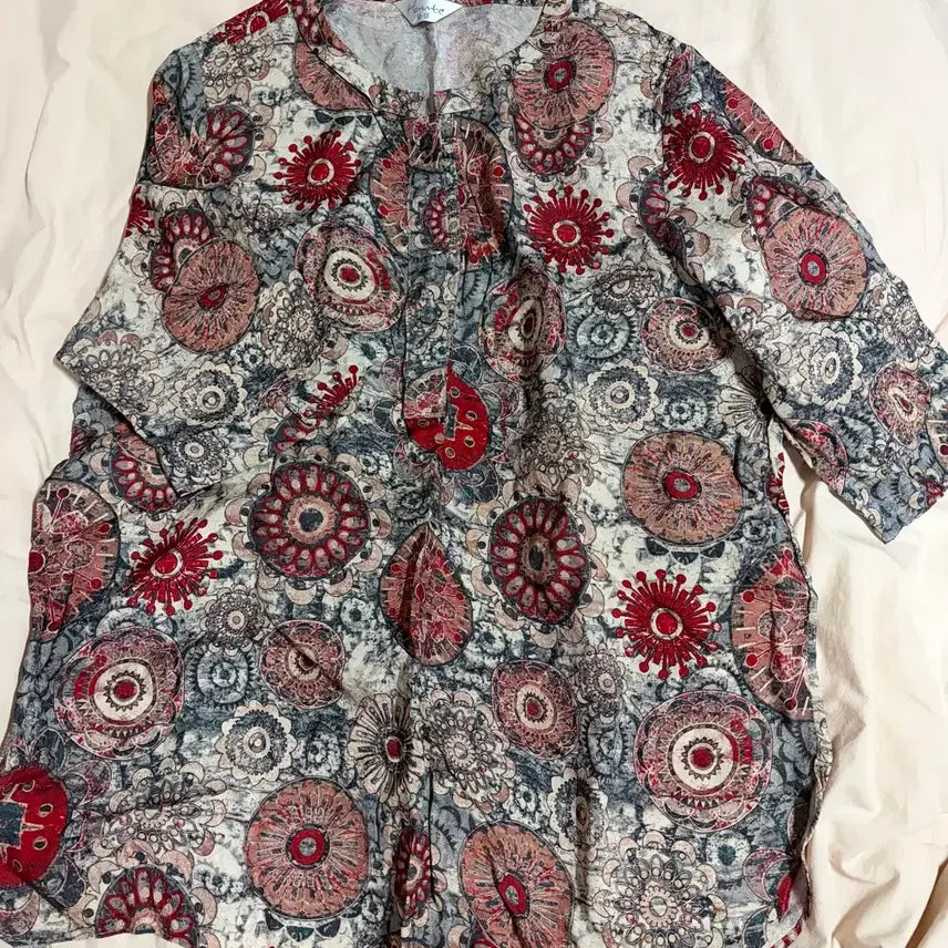 [BUNJANG] Women's Patterned Blouse Size 77 / 여성 패턴 블라우스(사이즈 77)