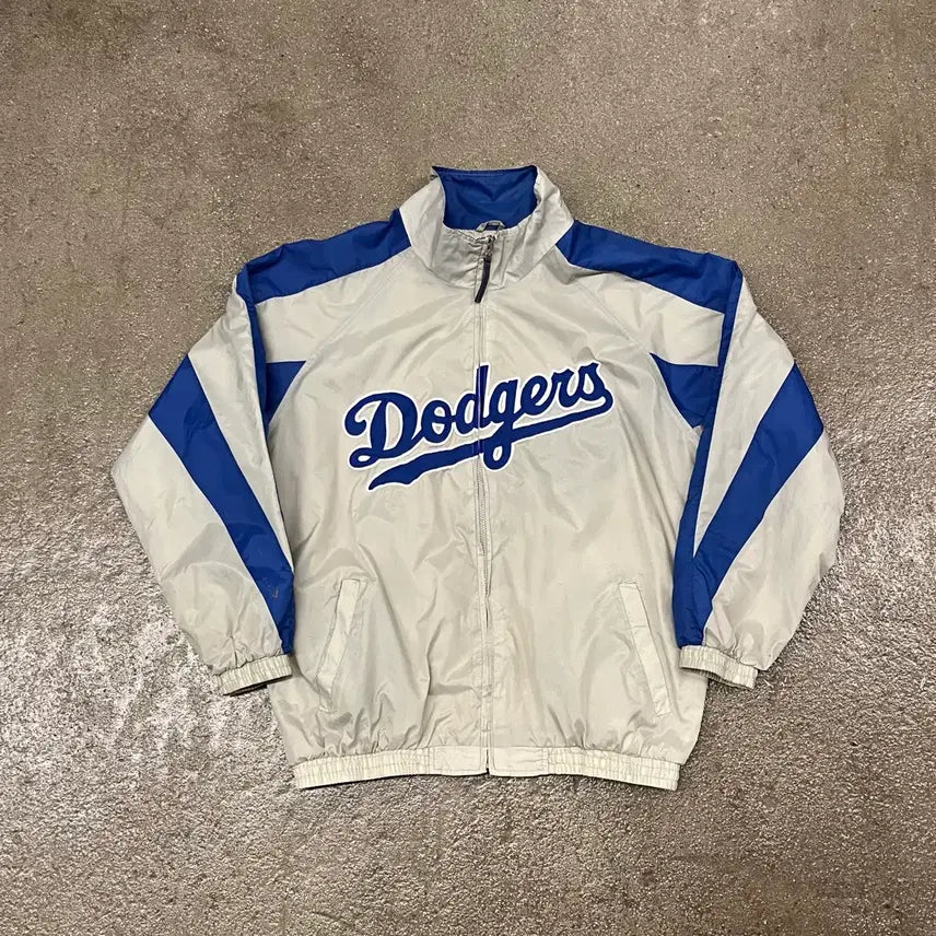 [BUNJANG] Majestic Los Angeles Dodgers Warm-up Windbreaker Nylon Jacket (Size L/110) / Majestic LA다저스 웜업 바람막이 (110)