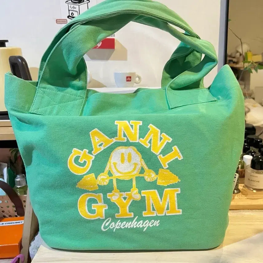 [BUNJANG] GANNI Smiley Gym Canvas Tote Bag / GANNI가니 스마일리 짐 캔버스 토트백