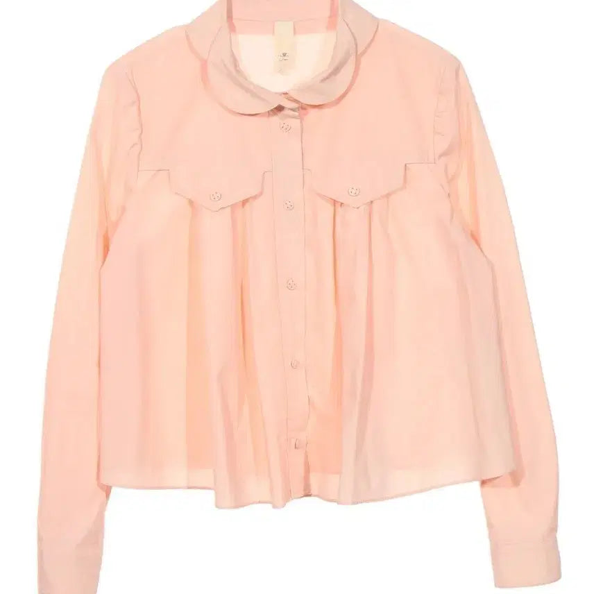 [BUNJANG] Osecon Pale Pink Floral Neck Shirt / 오즈세컨 페일핑크 꽃잎넥 셔츠(무배)