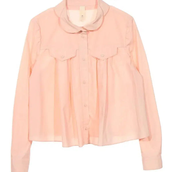 [BUNJANG] Osecon Pale Pink Floral Neck Shirt / 오즈세컨 페일핑크 꽃잎넥 셔츠(무배)
