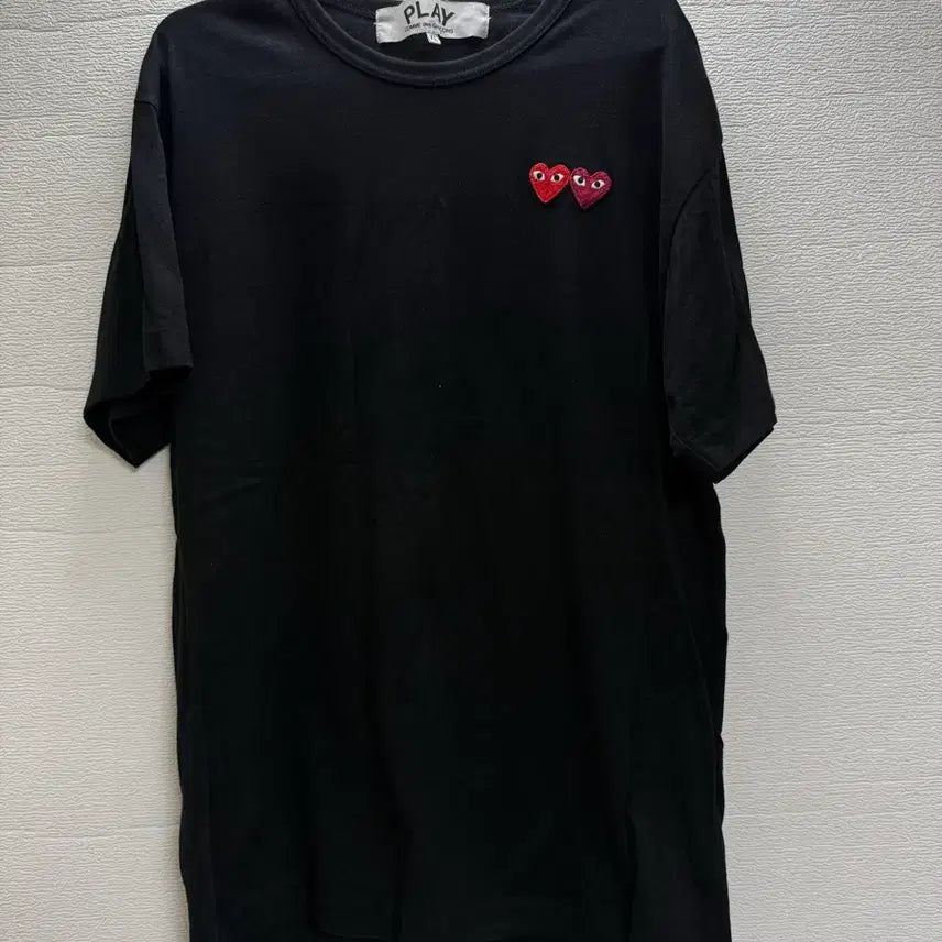 [BUNJANG] Comme des Garçons Play Double Heart Black T-Shirt / 꼼데가르송 플레이 반팔티 블랙 더블하트