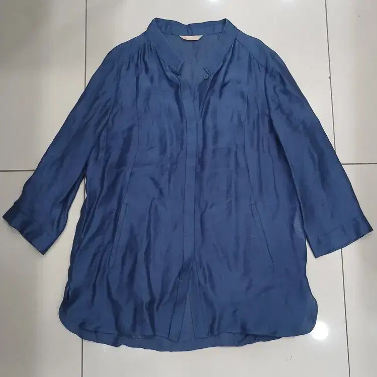 [BUNJANG] Olivia Hassler Premium 95 Navy Long Jacket / 올리비아허슬러 프리미엄 95 네이비 남방형 얇은롱자켓 중고