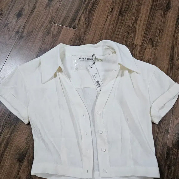 [BUNJANG] Alice+Olivia White Short Sleeve Shirt XS / 새상품 앨리스앤올비아 (Alice+Olivia)  화이트 반팔 셔츠 xs