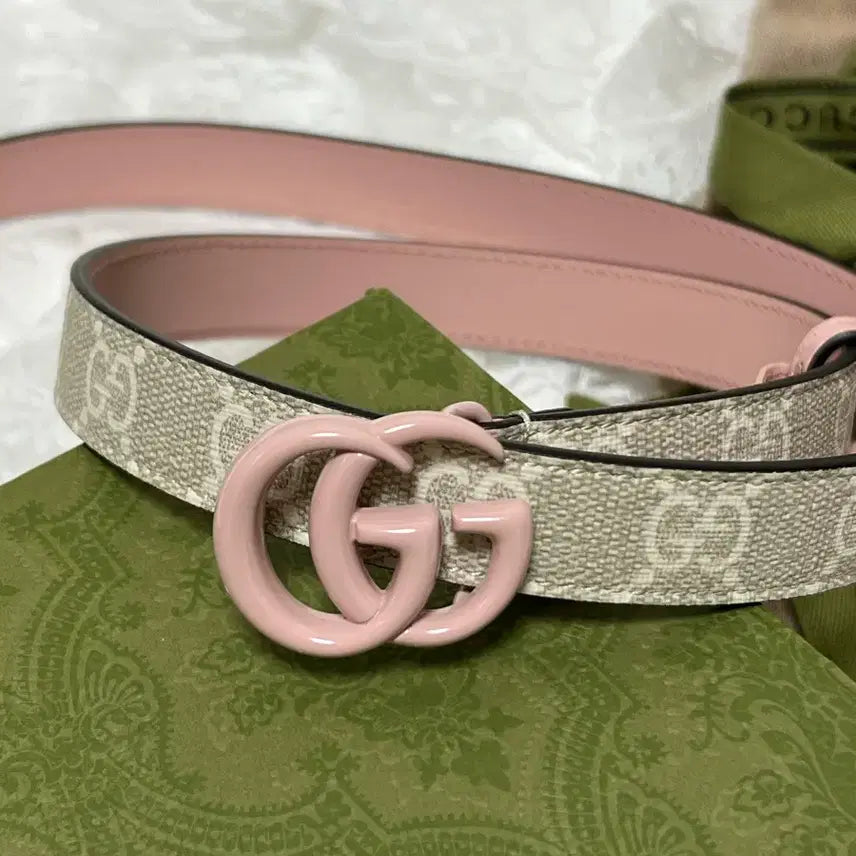 [BUNJANG] Gucci Marmont Thin Belt Pink / 구찌 마몽 씬 벨트 핑크
