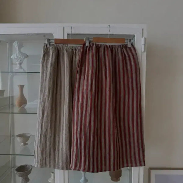 [BUNJANG] Chunitori Linen Stripe Skirt / 츄니토리 린넨 단가라 스커트 2colors