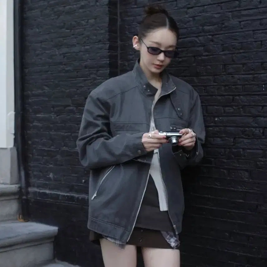 [BUNJANG] Abie Mua Vintage Crack Rider Jacket Grey Size 1 / (새상품) 아비에무아 빈티지 크랙 라이더 자켓 그레이 1사이즈