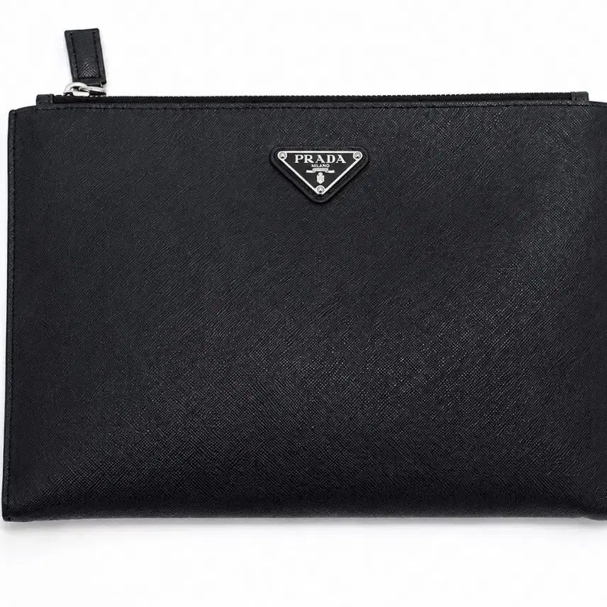 [BUNJANG] Prada Saffiano Leather Clutch Bag Black / 프라다 사피아노 클러치백 블랙