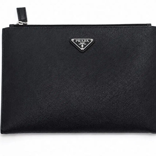 [BUNJANG] Prada Saffiano Leather Clutch Bag Black / 프라다 사피아노 클러치백 블랙