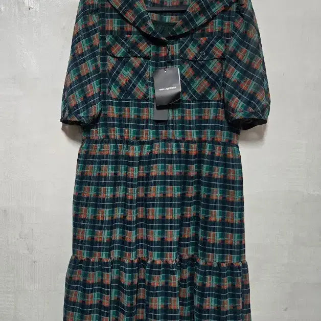 [BUNJANG] Karl Lagerfeld Check Chiffon Dress Size 55 / 미착용) 칼라거펠트 체크 쉬폰 원피스 55