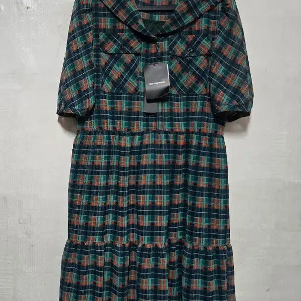 [BUNJANG] Karl Lagerfeld Check Chiffon Dress Size 55 / 미착용) 칼라거펠트 체크 쉬폰 원피스 55
