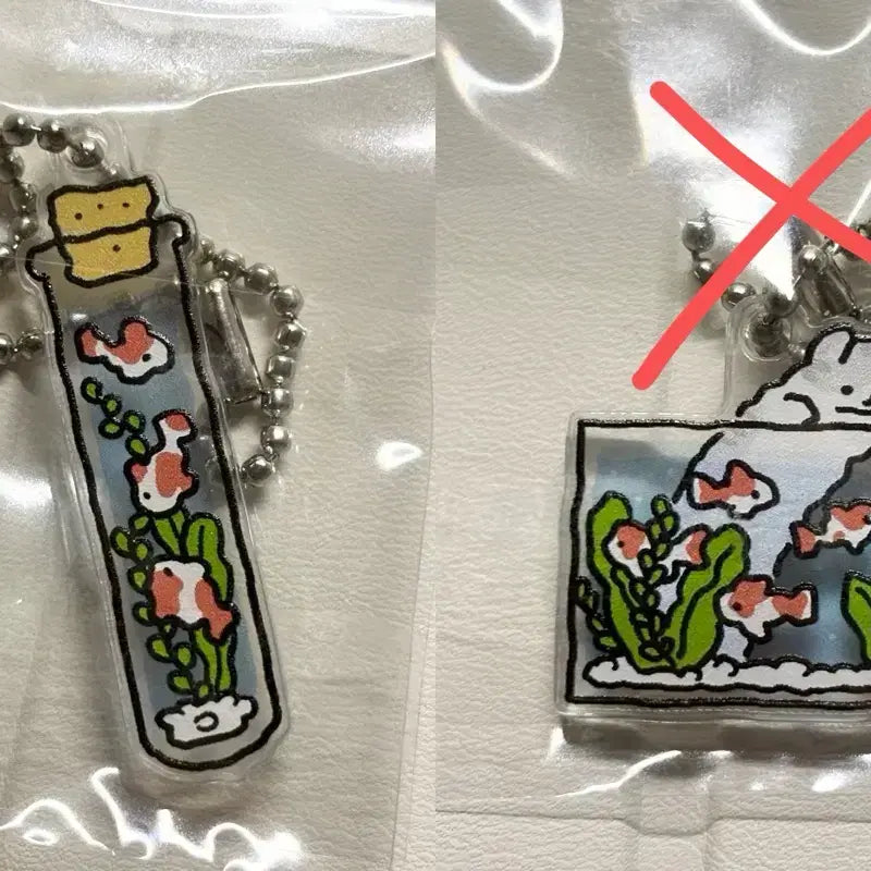 [BUNJANG] Cat and Goldfish Keychain / 솝찌 고양이와 금붕어 키링 유리병금붕어 고양이어항 양도 판매