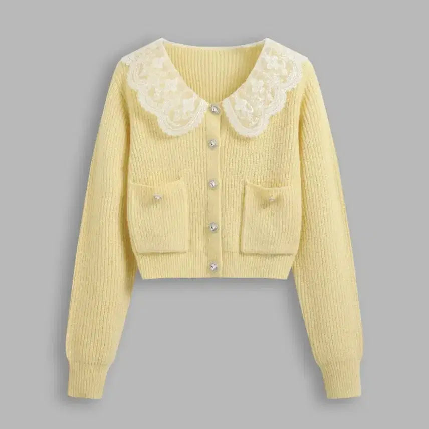 [BUNJANG] Shop Cider Knit Cardigan Yellow Jewel Button / 샵사이다 니트