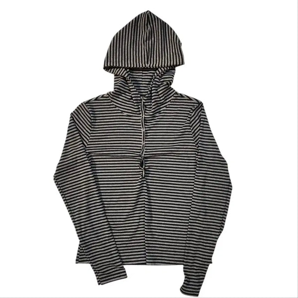 [BUNJANG] Vintage Button Striped Hoodie / 빈티지 버튼 단가라 후드티