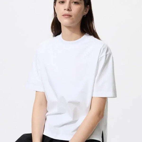 [BUNJANG] Uniqlo Women's Airism Cotton Short-Sleeve T-Shirt L / 새상품) 유니클로 여성 에어리즘 코튼 반팔티 L