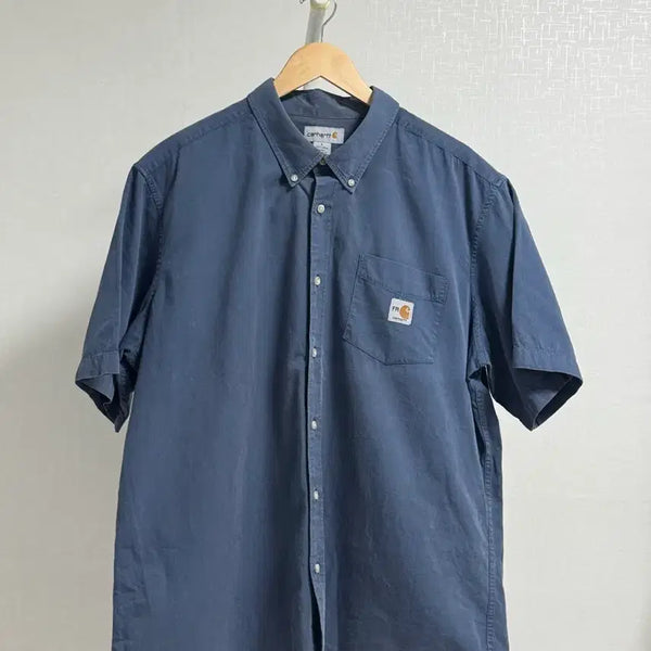 [BUNJANG] Carhartt FR Workwear Cotton Short Sleeve Button-Down Shirt / (L)칼하트 반팔 셔츠 스톤네이비