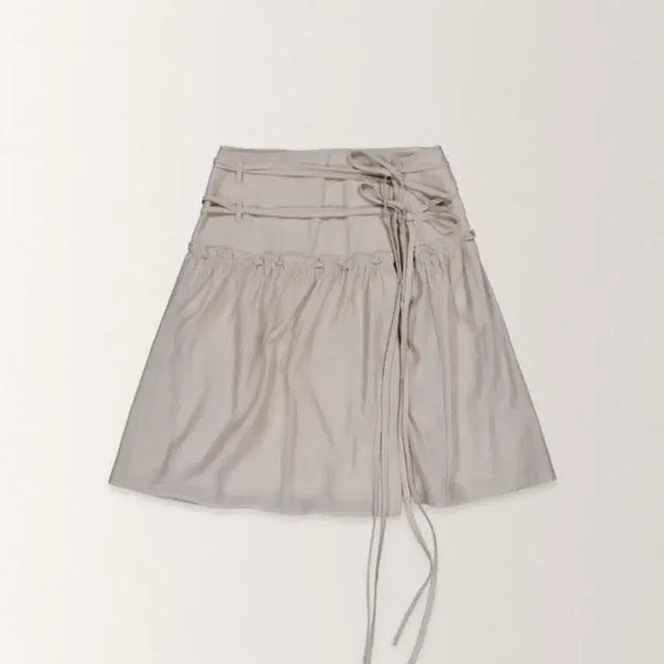 [BUNJANG] Aura Sheer Wrap Frill Skirt Pale Grey / 아우로 쉬어 랩 프릴 스커트 페일그레이