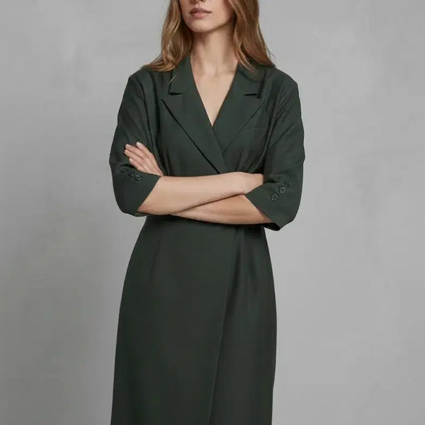 [BUNJANG] TIME (Time Homme) Women's Long Blazer Dress Jacket (Size 55) / 한섬 타임 여성 롱 블레이저 원피스형 자켓(55)