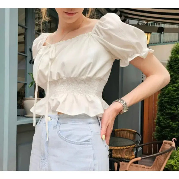 [BUNJANG] Cropped Off-Shoulder Top (S-M) / 크롭 오프숄더(s~m)