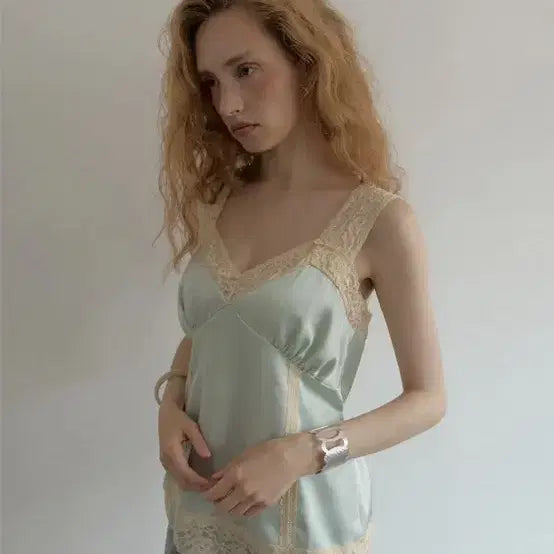 [BUNJANG] Asura Moon Satin Top / 아수라 문 새틴 탑 민트, 아이보리