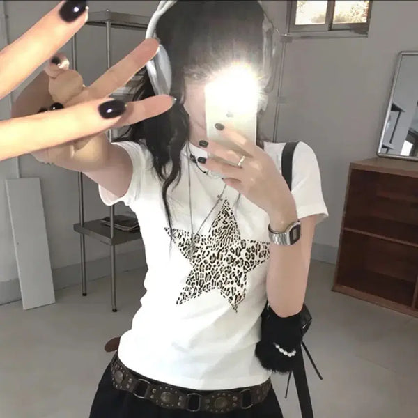 [BUNJANG] Star Print Short Sleeve T-Shirt / 스타 별 프린팅 반팔 티셔츠