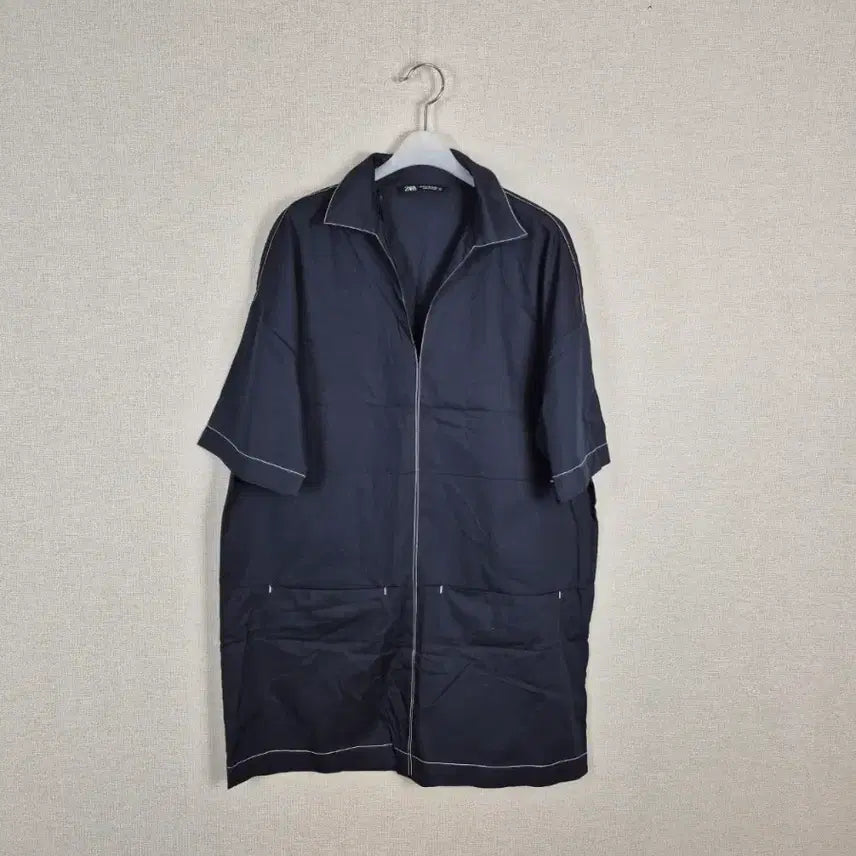 [BUNJANG] Zara Navy V-Neck Collar Dress / (#66,77추천/M/택X새상품)자라 네이비 V넥카라원피스