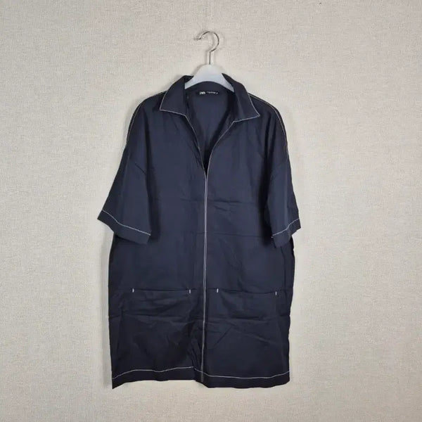 [BUNJANG] Zara Navy V-Neck Collar Dress / (#66,77추천/M/택X새상품)자라 네이비 V넥카라원피스