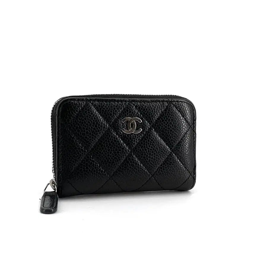 [BUNJANG] Chanel Caviar Silver Hardware Zipped Card Holder / [당일출고] 샤넬 캐비어 은장 지퍼돌이 카드지갑