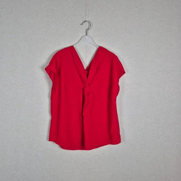 [BUNJANG] Red Twist V-Neck Blouse (L) / (#66,77추천/L)레드 양브이넥 블라우스