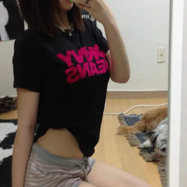 [BUNJANG] DKNY Jeans Pink Logo Short Sleeve T-shirt / DKNY JEANS 핑크 로고 반팔 티셔츠