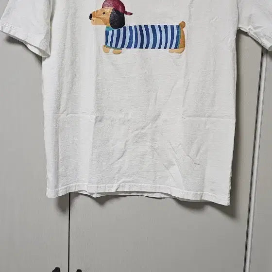 [BUNJANG] Dachshund Dog Short Sleeve T-Shirt White / 닥스훈트 강아지 반팔 티셔츠 흰색