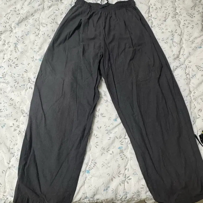 [BUNJANG] Charcoal Wide Banding Pants / 차콜 와이드 밴딩 팬츠 (Free)