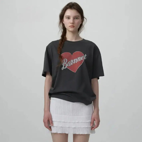 [BUNJANG] The Barnet Heart Logo Pigment T-Shirt / (새 상품) 더바넷 하트 로고 피그먼트 티셔츠