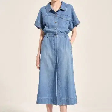 [BUNJANG] SJ.SJSJ Back Banding Denim Long Dress / 에스제이 sjsj  백밴딩 데님 롱 원피스  66사이즈 정품