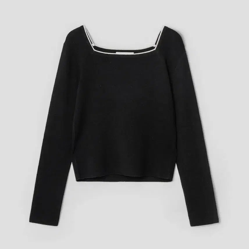 [BUNJANG] KUHO PLUS Square Neck Knit Black / 구호플러스 스퀘어넥 니트 블랙 001