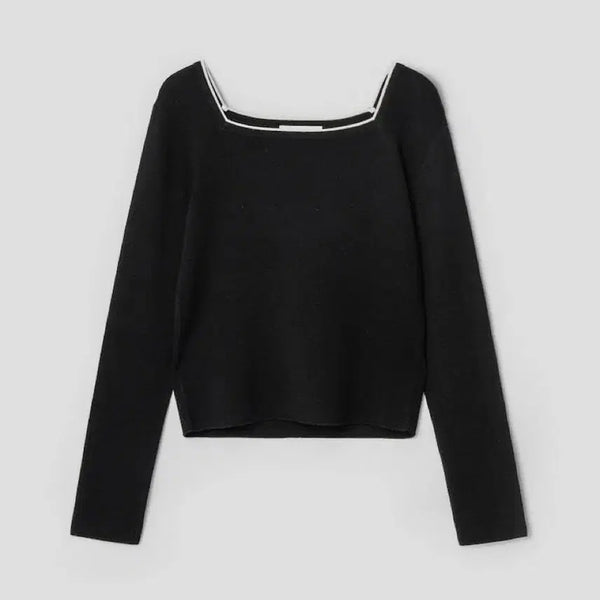 [BUNJANG] KUHO PLUS Square Neck Knit Black / 구호플러스 스퀘어넥 니트 블랙 001