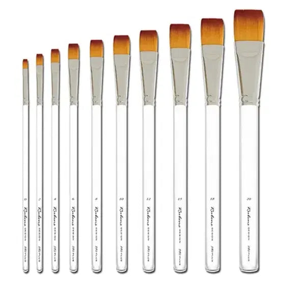 [BUNJANG] Rubens 590 Flat Brush Set (Sizes 10, 15, 20) / 루벤스 590 납작붓 묶음/낱개(10호,15호,20호/12자루)