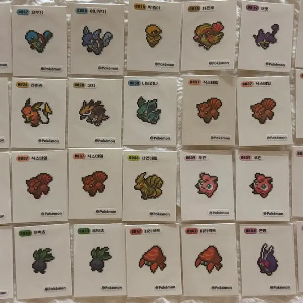 [BUNJANG] Pokemon Pixel Stickers 109 pcs Bundle Set (61 Variants) / 포켓몬 픽셀 띠부씰 61종 (중복 포함 109장) 일괄