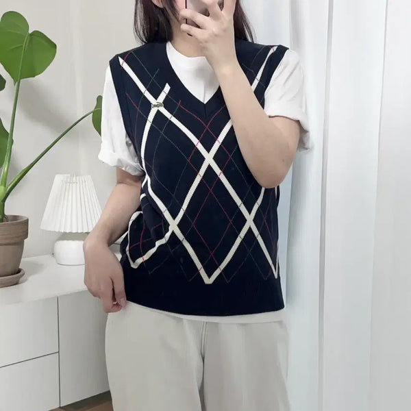 [BUNJANG] Lacoste Deep Navy Knit Vest 95 / 라코스테 딥네이비 니트조끼 [ 95 ]