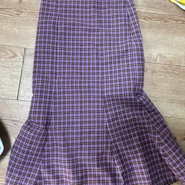 [BUNJANG] Your Name Here Checkered Long Skirt / 유어네임히얼 스커트