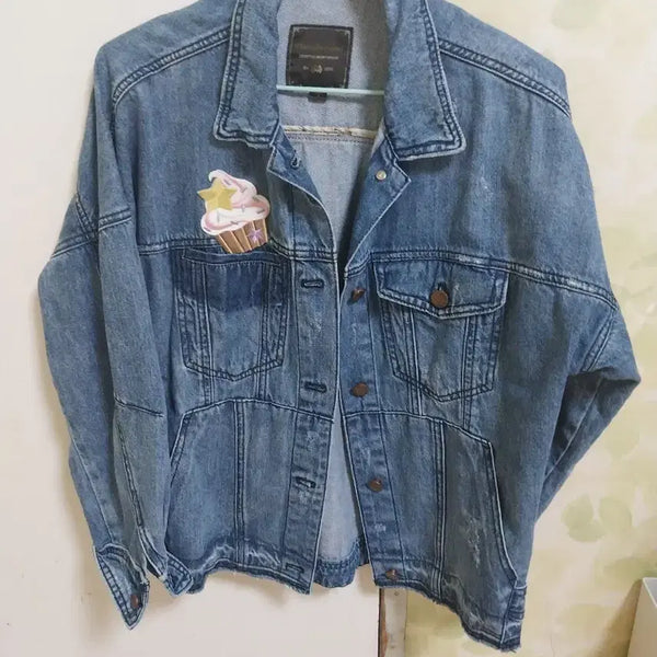 [BUNJANG] Thursday Island Cupcake Applique Denim Jacket / 써스데이아일랜드 컵게이크 와펜 청자켓