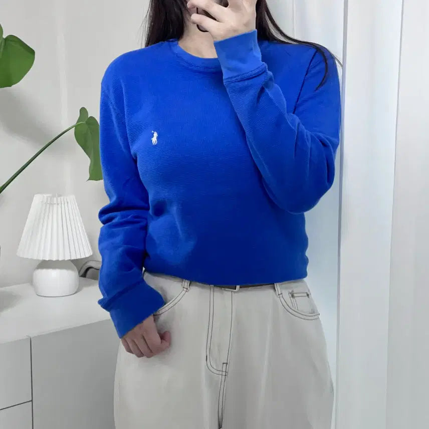 [BUNJANG] Polo Ralph Lauren Waffle Knit T-Shirt Blue White Pony Logo Size S / 폴로 블루 / 화이트포니 와플티 [ S ]