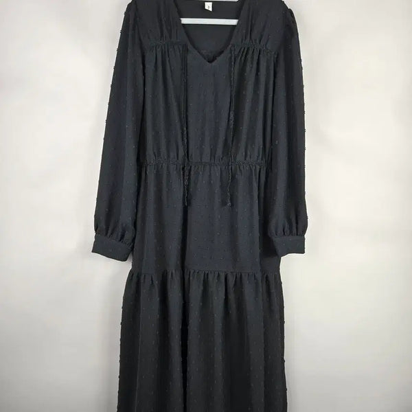 [BUNJANG] Romistory R2 (99-100) Snowflake Chiffon V-Neck Long Dress / [무료배송]로미스토리 R2(99-100) 눈꽃 쉬폰 브이넥 롱 원피스